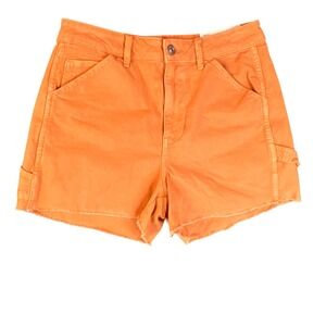American Eagle Highest Rise 90s Boyfriend Shorts Orange Carpenter Raw Hem 4 27W